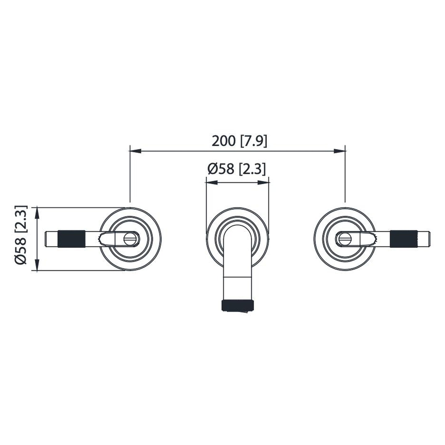 Flusso Faucets Serie 250 8" Three-Hole Brushed Nickel PVD Wall-Mounted Bathroom Sink Faucet With 0.50" Rough-In Valve