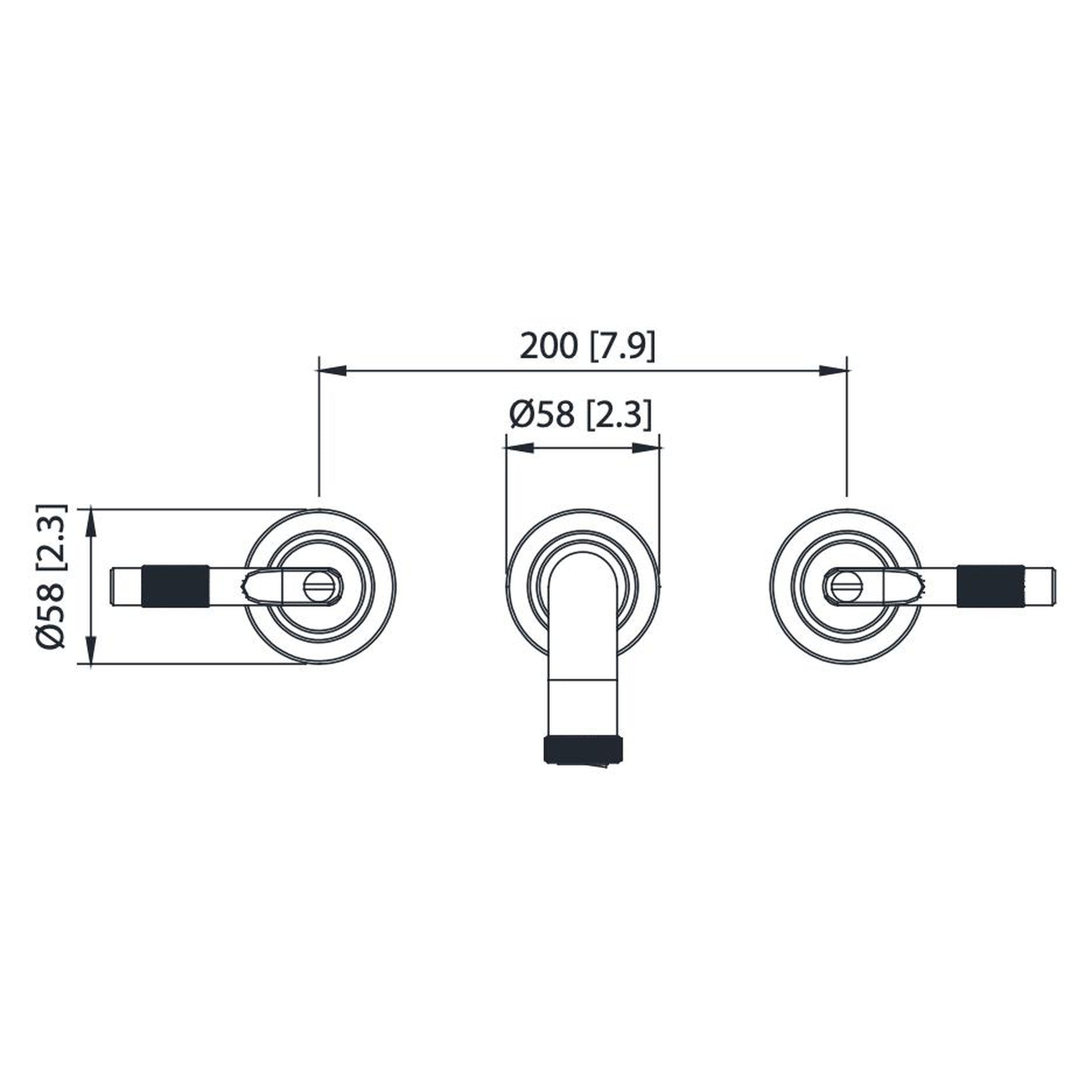 Flusso Faucets Serie 250 8" Three-Hole Brushed Nickel PVD Wall-Mounted Bathroom Sink Faucet With 0.50" Rough-In Valve