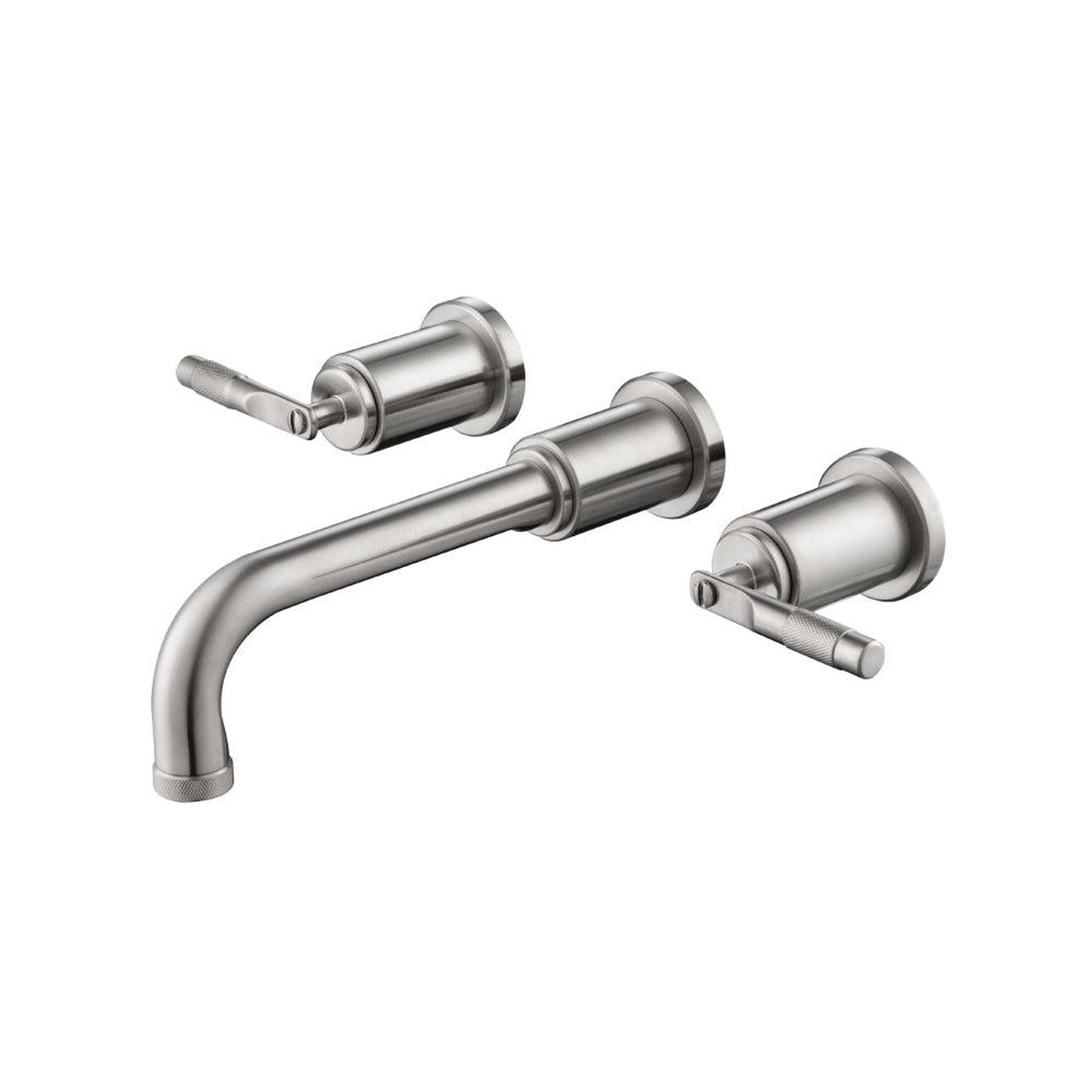 Flusso Faucets Serie 250 8" Three-Hole Brushed Nickel PVD Wall-Mounted Bathroom Sink Faucet With 0.50" Rough-In Valve