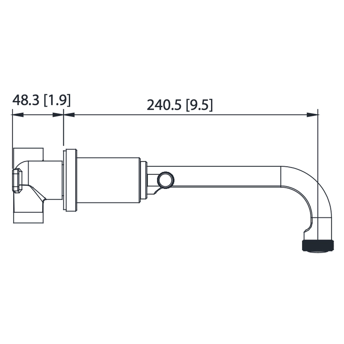 Flusso Faucets Serie 250 8" Three-Hole Brushed Nickel PVD Wall-Mounted Bathtub Faucet