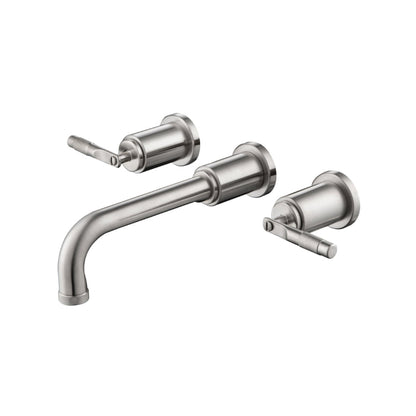 Flusso Faucets Serie 250 8" Three-Hole Brushed Nickel PVD Wall-Mounted Bathtub Faucet With 0.50" Rough-In Valve