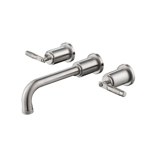 Flusso Faucets Serie 250 8" Three-Hole Brushed Nickel PVD Wall-Mounted Bathtub Faucet With 0.50" Rough-In Valve