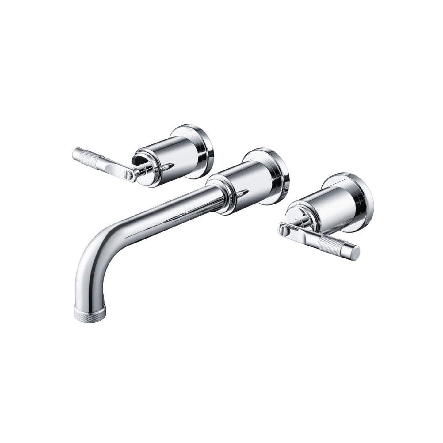 Flusso Faucets Serie 250 8" Three-Hole Chrome Wall-Mounted Bathroom Sink Faucet With 0.50" Rough-In Valve
