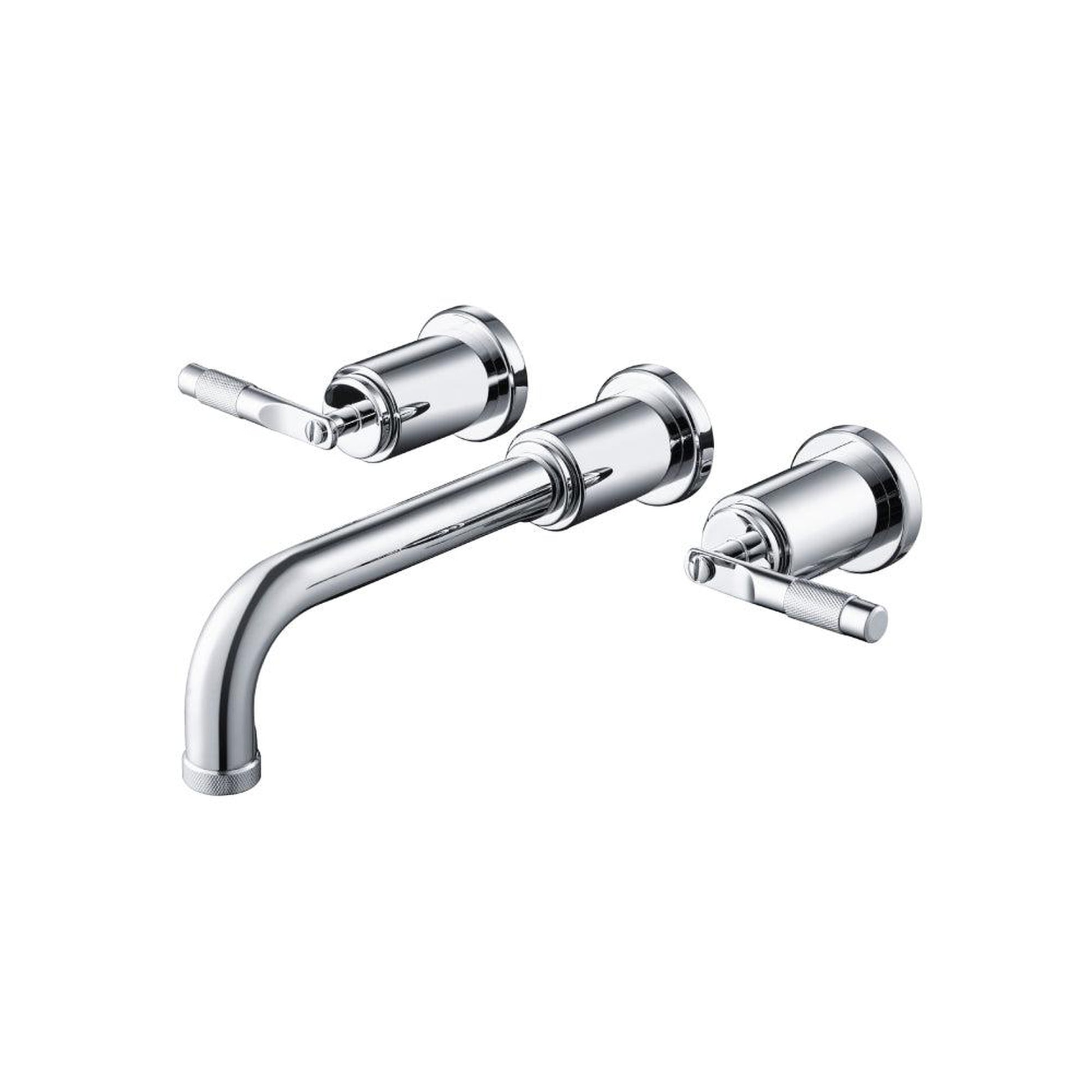 Flusso Faucets Serie 250 8" Three-Hole Chrome Wall-Mounted Bathroom Sink Faucet With 0.50" Rough-In Valve