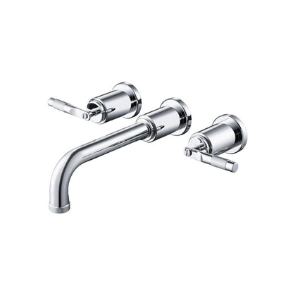 Flusso Faucets Serie 250 8" Three-Hole Chrome Wall-Mounted Bathroom Sink Faucet With 0.50" Rough-In Valve