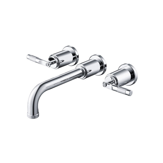 Flusso Faucets Serie 250 8" Three-Hole Chrome Wall-Mounted Bathtub Faucet With 0.50" Rough-In Valve
