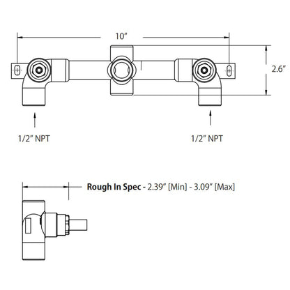 Flusso Faucets Serie 250 8" Three-Hole Matte Black Wall-Mounted Bathroom Sink Faucet With 0.50" Rough-In Valve