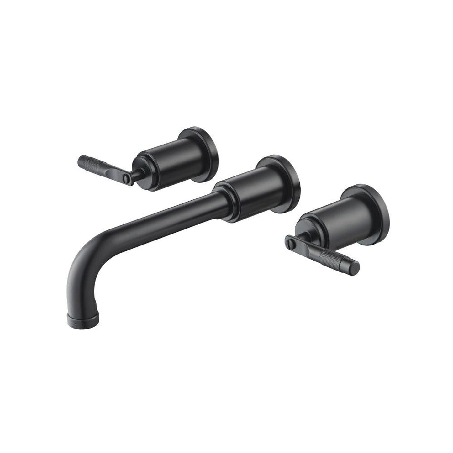 Flusso Faucets Serie 250 8" Three-Hole Matte Black Wall-Mounted Bathroom Sink Faucet With 0.50" Rough-In Valve