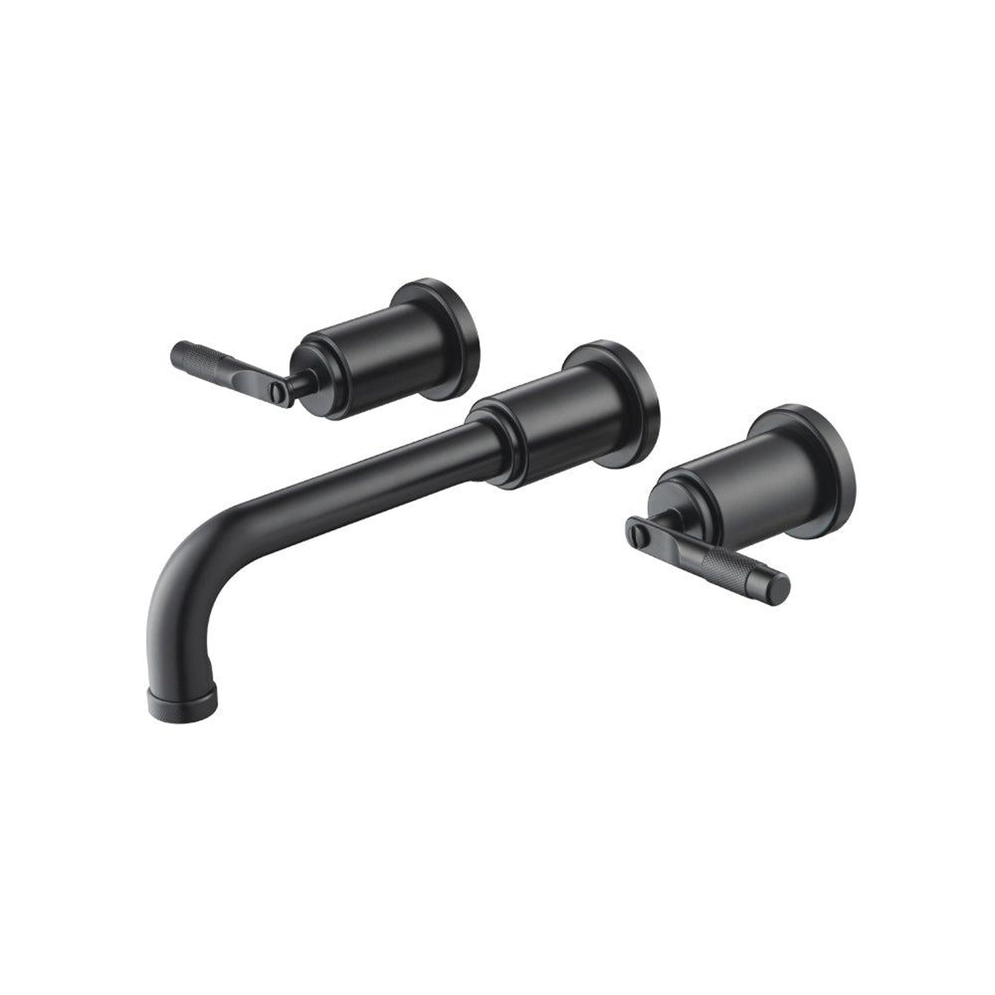 Flusso Faucets Serie 250 8" Three-Hole Matte Black Wall-Mounted Bathroom Sink Faucet With 0.50" Rough-In Valve
