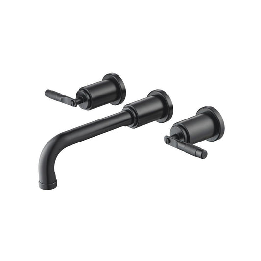 Flusso Faucets Serie 250 8" Three-Hole Matte Black Wall-Mounted Bathroom Sink Faucet