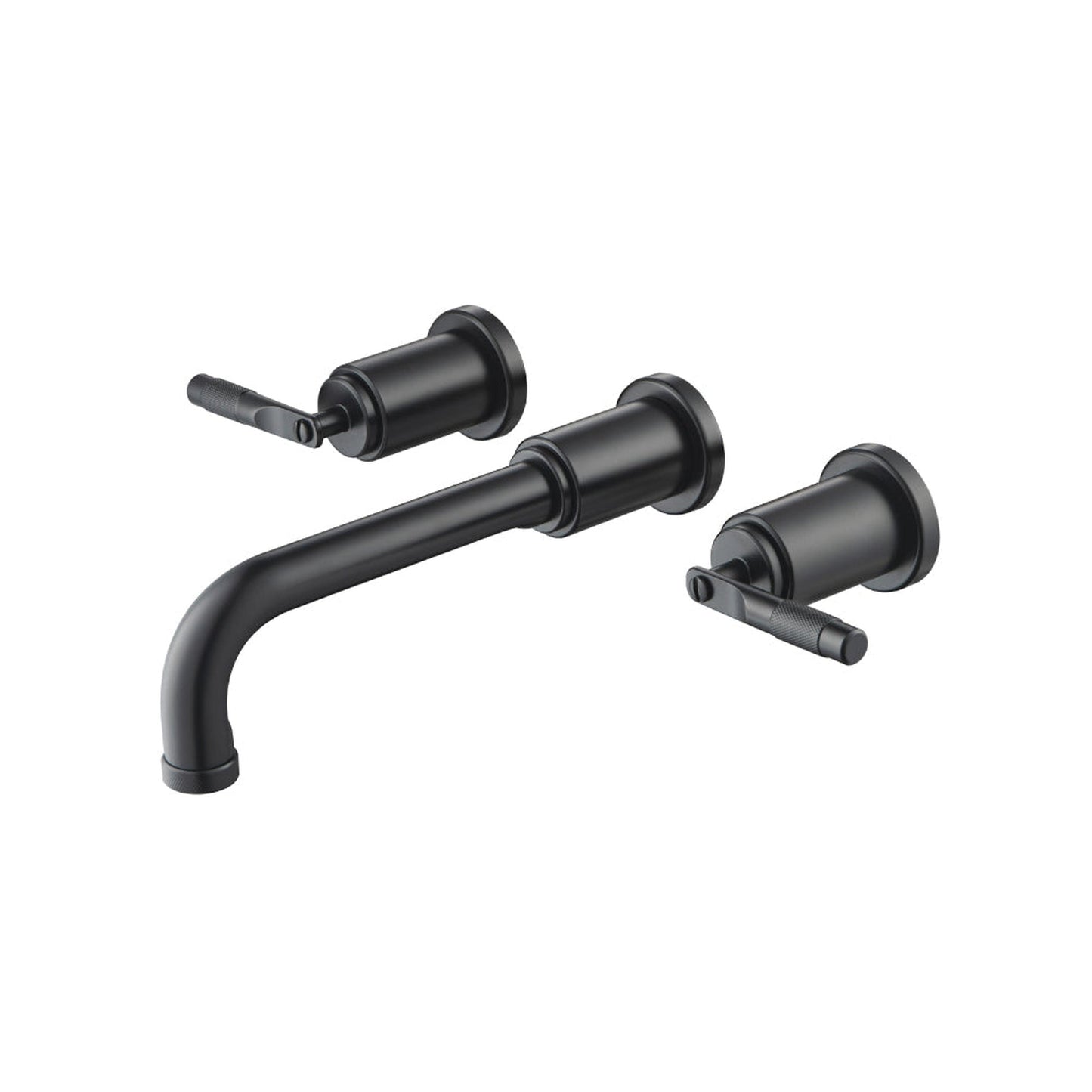 Flusso Faucets Serie 250 8" Three-Hole Matte Black Wall-Mounted Bathtub Faucet With 0.50" Rough-In Valve