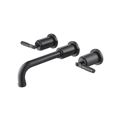 Flusso Faucets Serie 250 8" Three-Hole Matte Black Wall-Mounted Bathtub Faucet With 0.50" Rough-In Valve