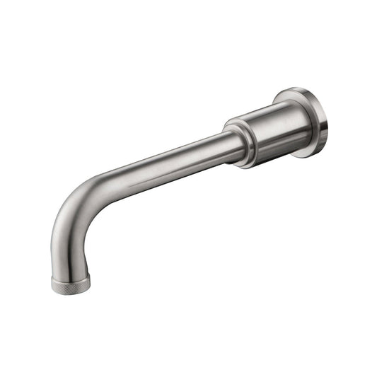 Flusso Faucets Serie 250 9" Single-Hole Brushed Nickel PVD Solid Brass Wall-Mounted Non-Diverting Bathtub Spout