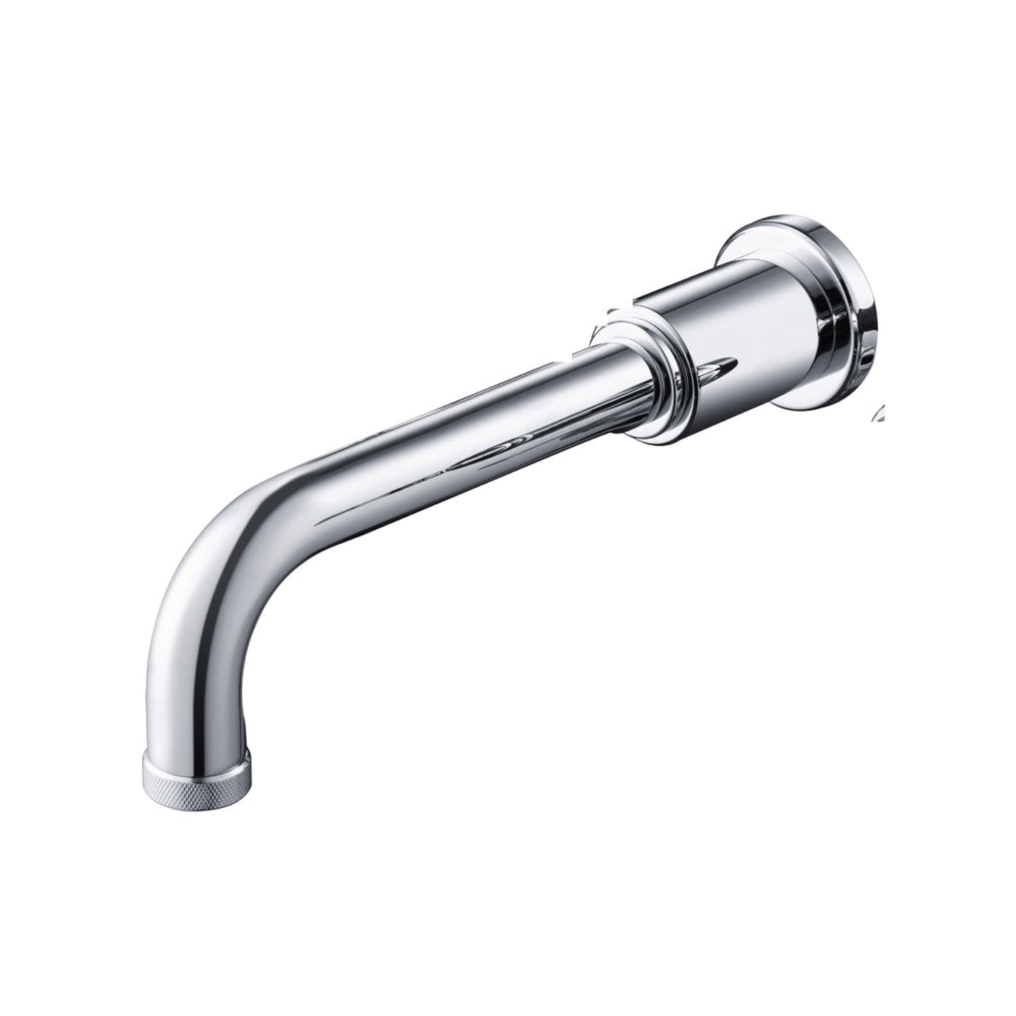 Flusso Faucets Serie 250 9" Single-Hole Chrome Solid Brass Wall-Mounted Non-Diverting Bathtub Spout