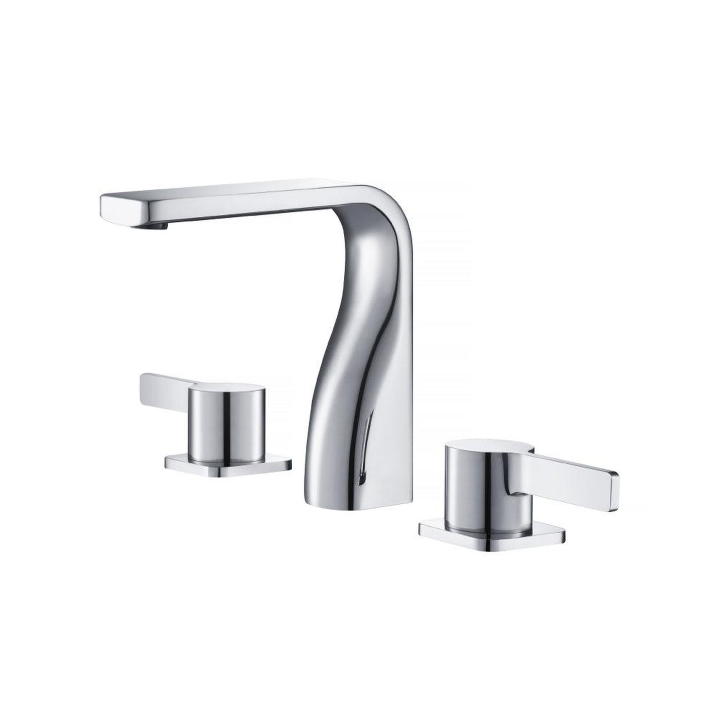 Flusso Faucets Serie 260 260.2001CP 8" Three-Hole Chrome Solid Brass Deck-Mounted Widespread Bathroom Sink Faucet With Overflow Pop-Up Drain