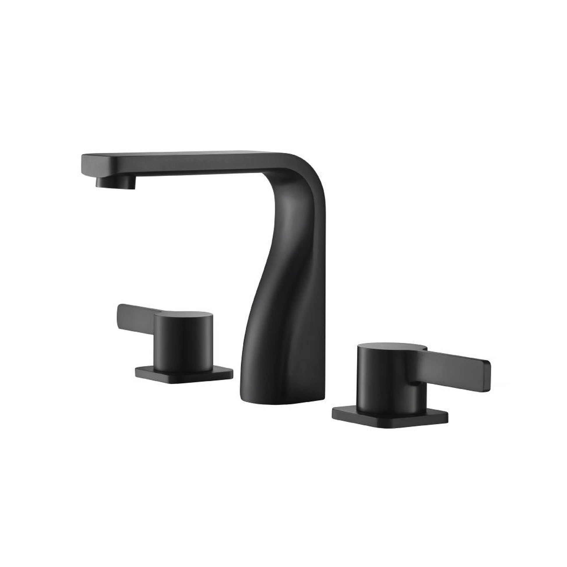 Flusso Faucets Serie 260 260.2001MB 8" Three-Hole Matte Black Solid Brass Deck-Mounted Widespread Bathroom Sink Faucet With Overflow Pop-Up Drain