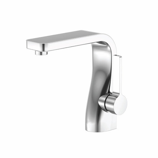 Flusso Faucets Serie 260 6" Single-Hole Brushed Nickel PVD Deck-Mounted Bathroom Sink Faucet With Pop-Up Drain