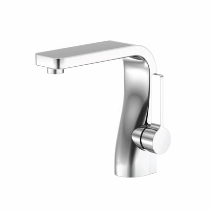 Flusso Faucets Serie 260 6" Single-Hole Chrome Deck-Mounted Bathroom Sink Faucet With Pop-Up Drain