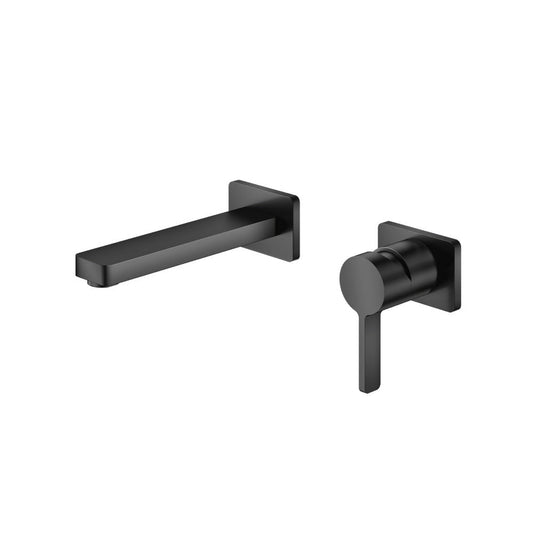 Flusso Faucets Serie 260 7" Two-Hole Matte Black Wall-Mounted Bathroom Sink Faucet With Rough In Valve