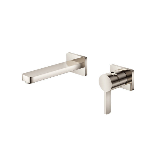 Flusso Faucets Serie 260 7" Two-Hole Polished Nickel PVD Wall-Mounted Bathroom Sink Faucet With Rough In Valve