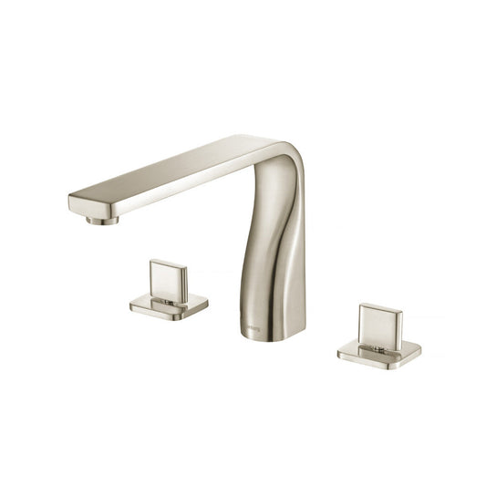 Flusso Faucets Serie 260 8" Three-Hole Brushed Nickel PVD Solid Brass Deck-Mounted Roman Bathtub Faucet