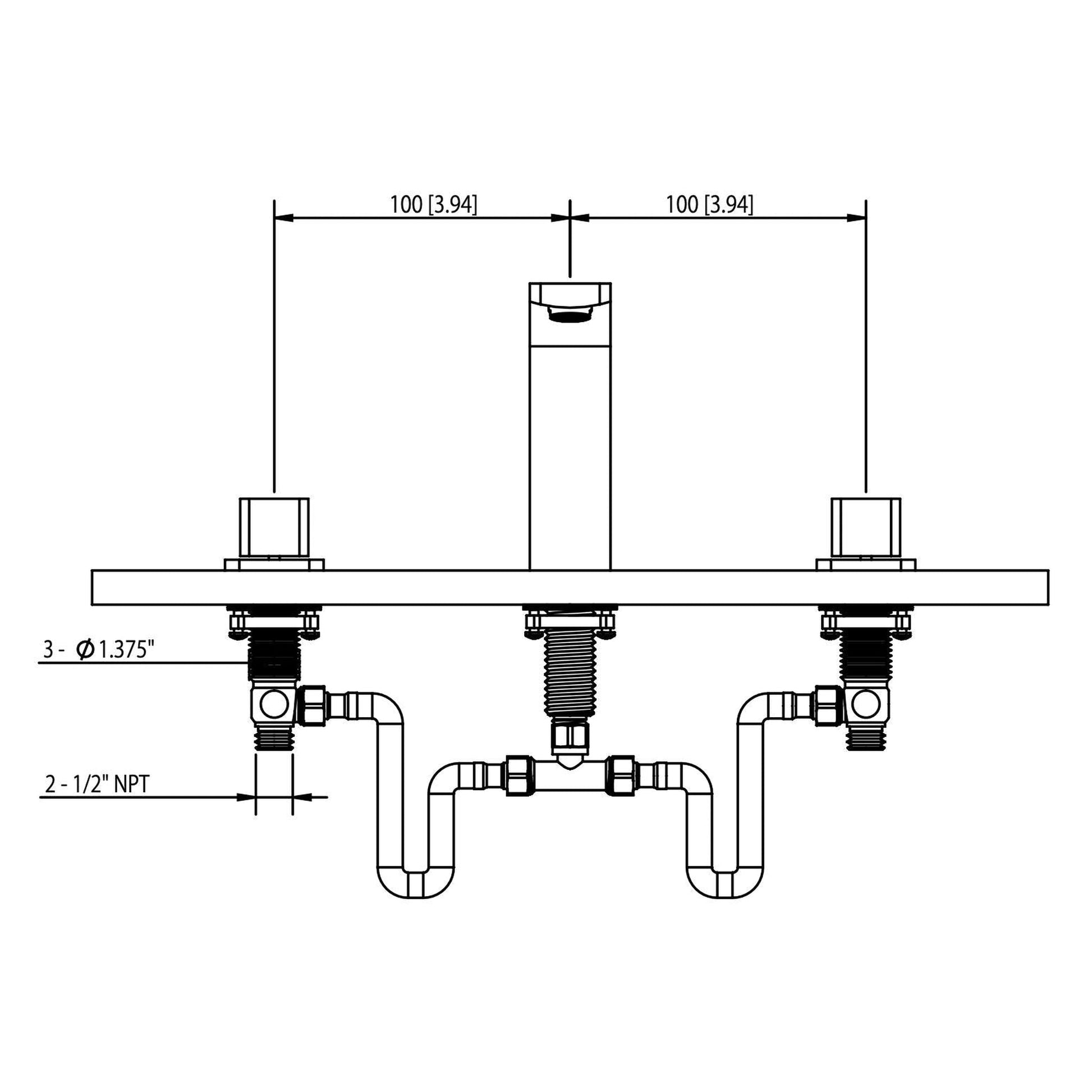 Flusso Faucets Serie 260 8" Three-Hole Brushed Nickel PVD Solid Brass Deck-Mounted Widespread Bathroom Sink Faucet With Overflow Pop-Up Drain