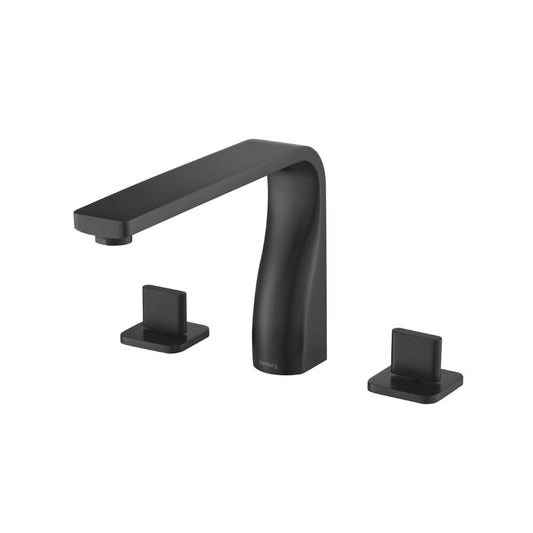 Flusso Faucets Serie 260 8" Three-Hole Matte Black Solid Brass Deck-Mounted Roman Bathtub Faucet