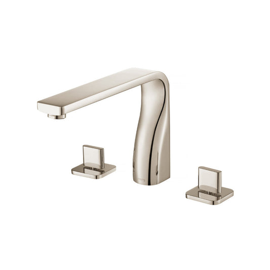 Flusso Faucets Serie 260 8" Three-Hole Polished Nickel PVD Solid Brass Deck-Mounted Roman Bathtub Faucet