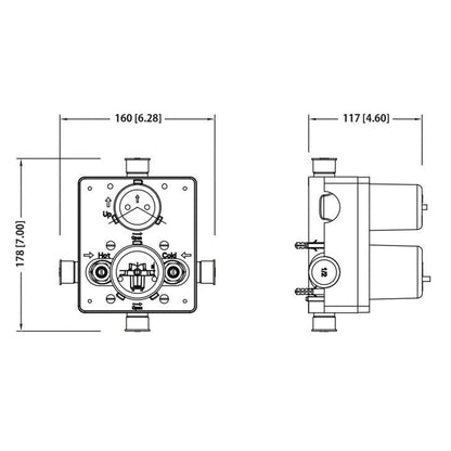 Flusso Faucets Universal Fixtures 0.50" Polished Nickel PVD Pressure Balance Valve With Integrated 2-Way Diverter