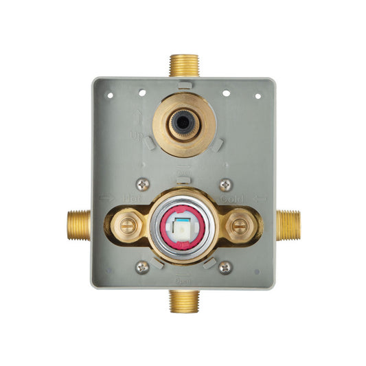 Flusso Faucets Universal Fixtures 0.50" Polished Nickel PVD Pressure Balance Valve With Integrated 2-Way Diverter