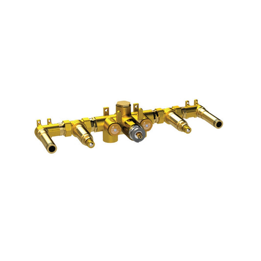 Flusso Faucets Universal Fixtures 1" Rough Brass Wall-Mounted Thermostatic Shower / Bathtub Valve With 2-Volume Controls