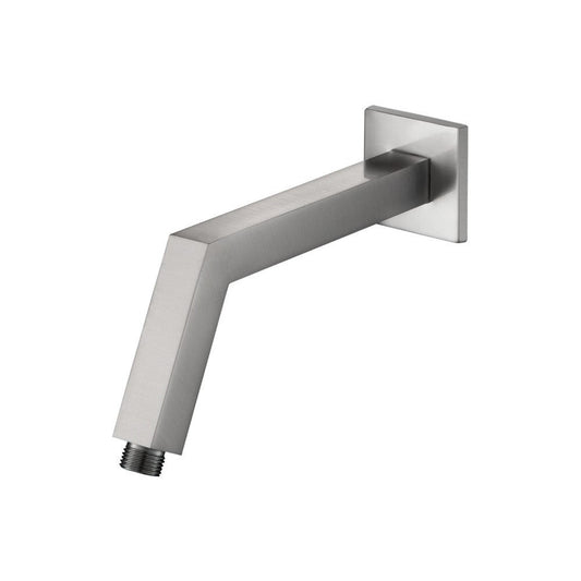Flusso Faucets Universal Fixtures 10" Brushed Nickel PVD Solid Brass Wall-Mounted Standard Shower Arm With Square Sliding Flange