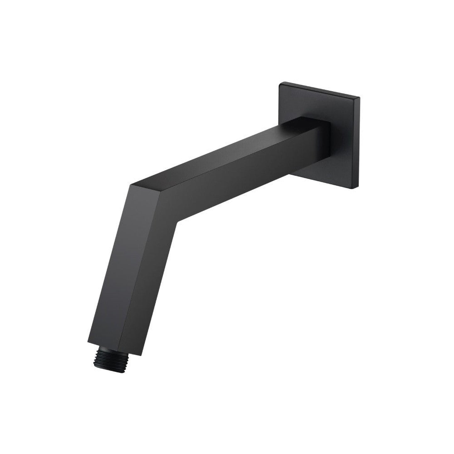 Flusso Faucets Universal Fixtures 10" Matte Black Solid Brass Wall-Mounted Standard Shower Arm With Square Sliding Flange