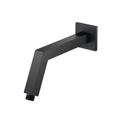 Flusso Faucets Universal Fixtures 10" Matte Black Solid Brass Wall-Mounted Standard Shower Arm With Square Sliding Flange