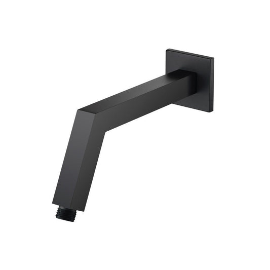 Flusso Faucets Universal Fixtures 10" Matte Black Solid Brass Wall-Mounted Standard Shower Arm With Square Sliding Flange