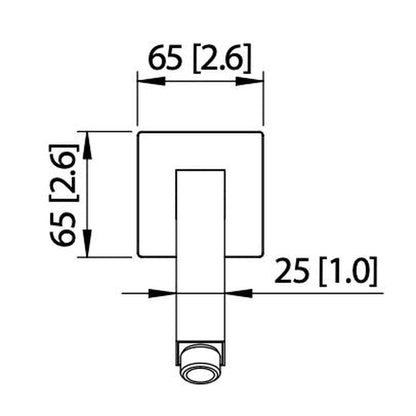 Flusso Faucets Universal Fixtures 10" Polished Nickel PVD Solid Brass Wall-Mounted Standard Shower Arm With Square Sliding Flange