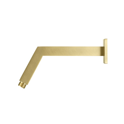 Flusso Faucets Universal Fixtures 10" Satin Brass PVD Solid Brass Wall-Mounted Standard Shower Arm With Square Sliding Flange