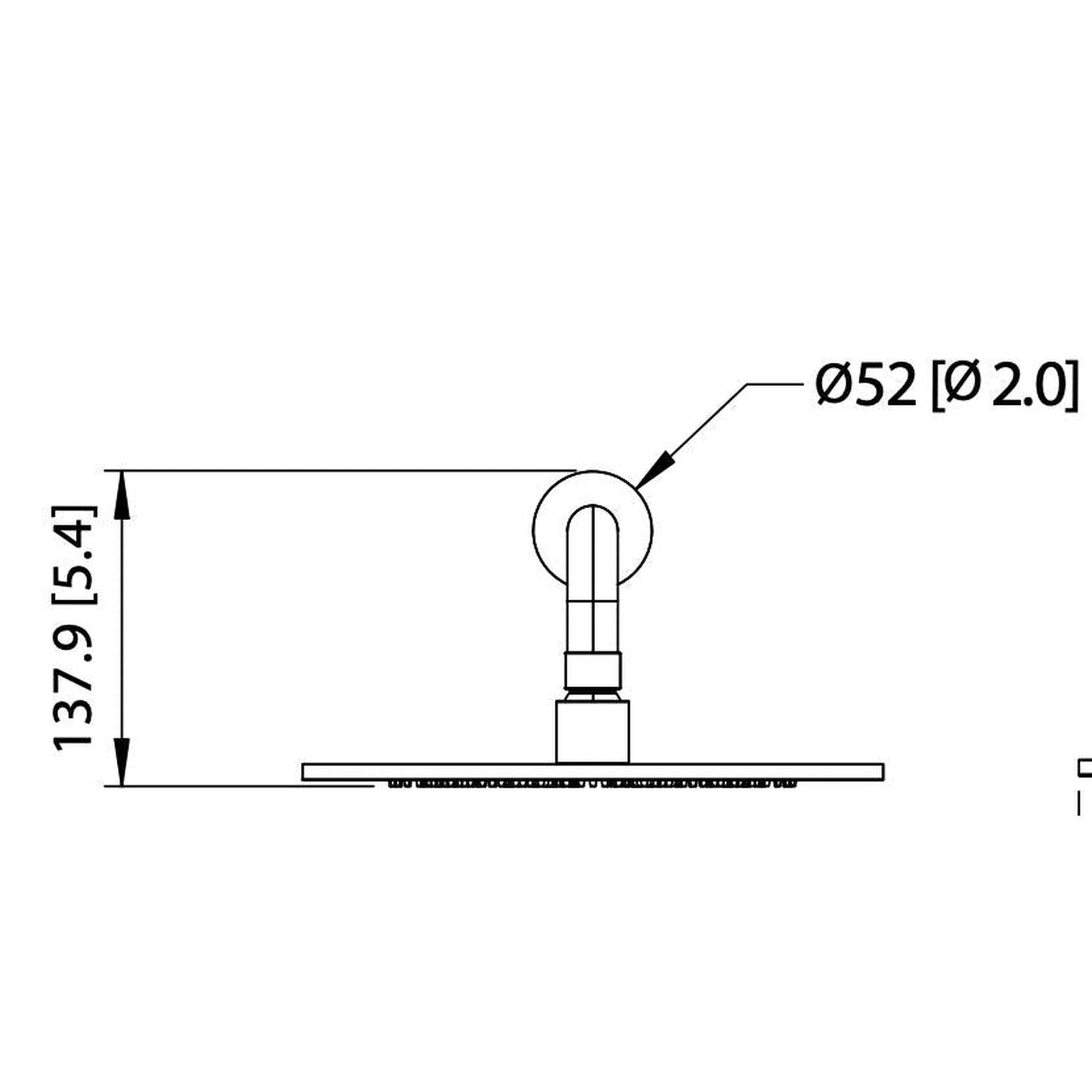 Flusso Faucets Universal Fixtures 10" Single Function Round Brushed Nickel PVD Solid Brass Rain Shower Head With 15" Wall Mounted Shower Arm