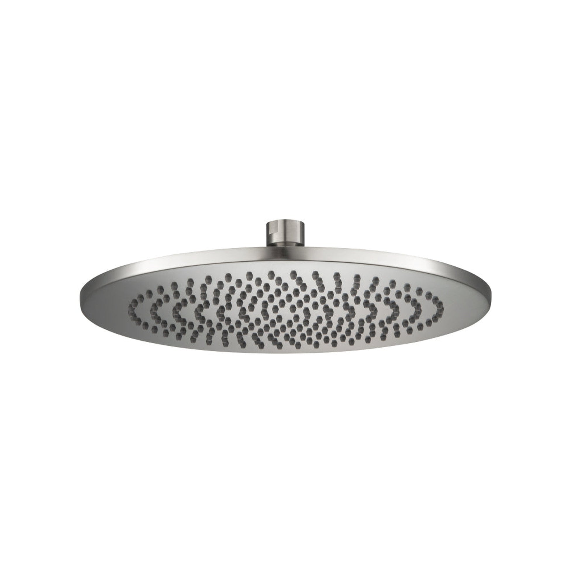 Flusso Faucets Universal Fixtures 10" Single Function Round Brushed Nickel PVD Solid Brass Rain Shower Head With 15" Wall Mounted Shower Arm