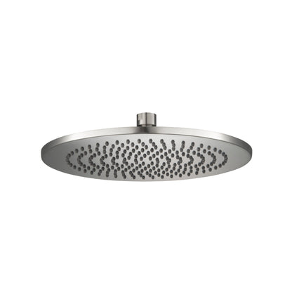 Flusso Faucets Universal Fixtures 10" Single Function Round Brushed Nickel PVD Solid Brass Rain Shower Head With 15" Wall Mounted Shower Arm