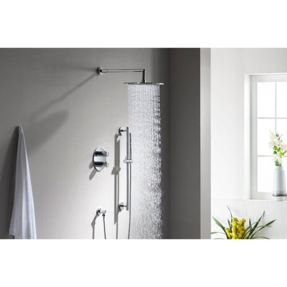 Flusso Faucets Universal Fixtures 10" Single Function Round Chrome Solid Brass Rain Shower Head