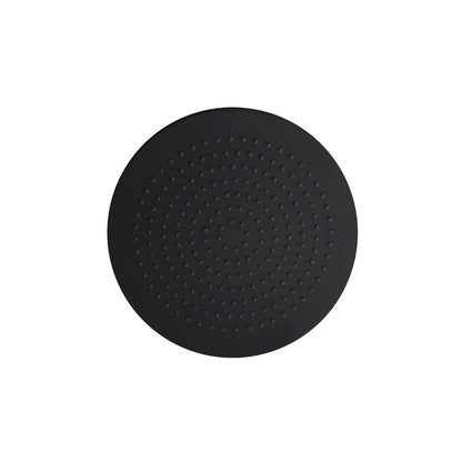 Flusso Faucets Universal Fixtures 10" Single Function Round Matte Black Solid Brass Rain Shower Head With 15" Wall Mounted Shower Arm