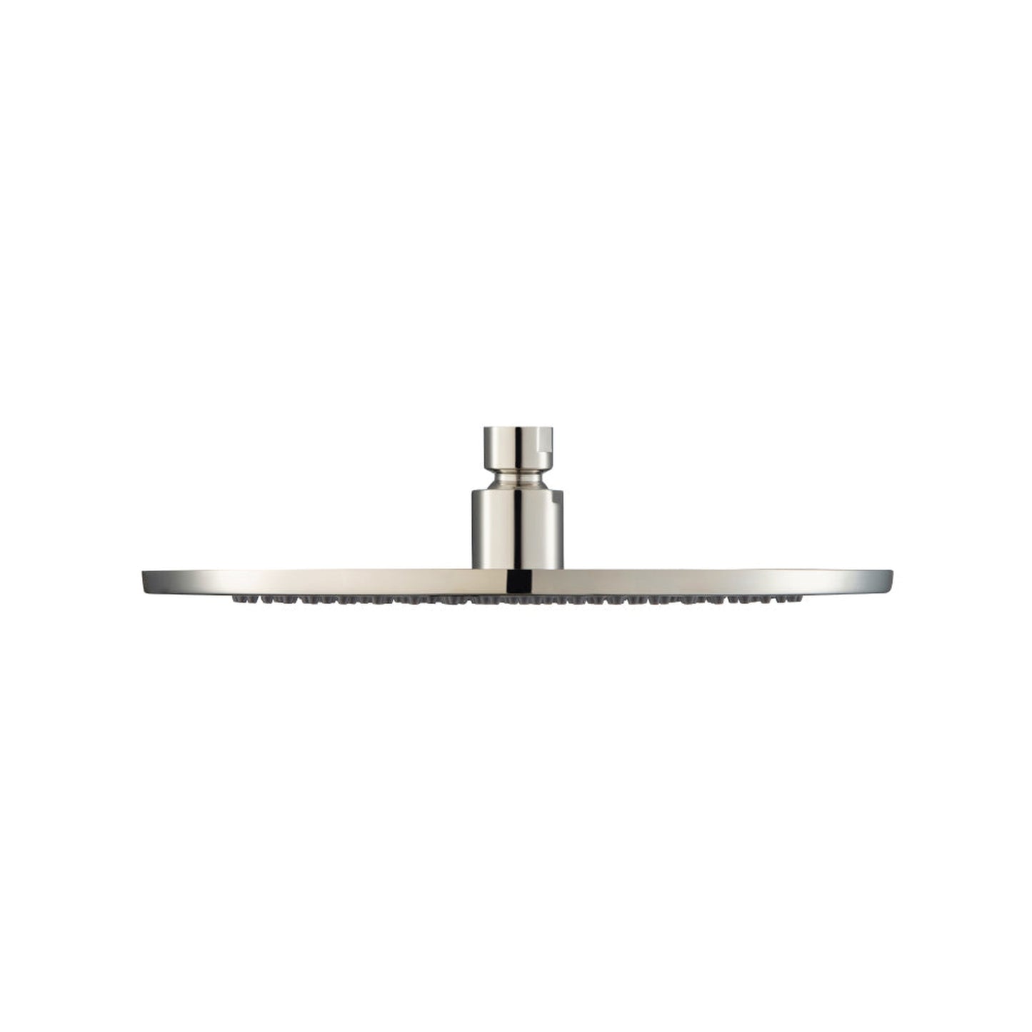 Flusso Faucets Universal Fixtures 10" Single Function Round Polished Brushed Nickel PVD Solid Brass Rain Shower Head With 15" Wall Mounted Shower Arm