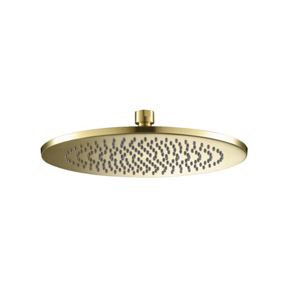 Flusso Faucets Universal Fixtures 10" Single Function Round Satin Brass PVD Solid Brass Rain Shower Head