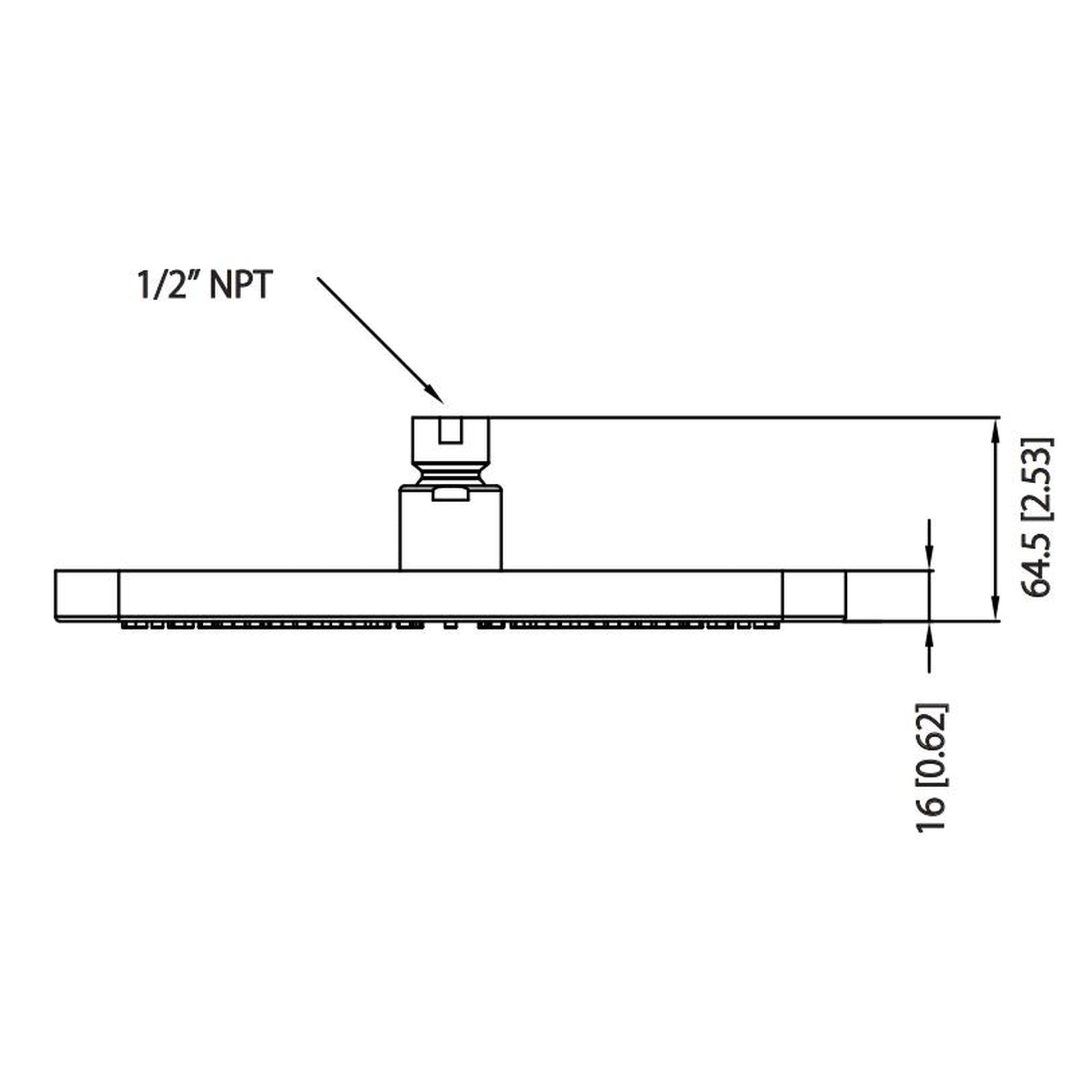 Flusso Faucets Universal Fixtures 10" Single Function Square Curve-Edged Brushed Nickel PVD Solid Brass Rain Shower Head With 15" Wall Mounted Shower Arm