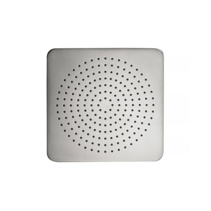 Flusso Faucets Universal Fixtures 10" Single Function Square Curve-Edged Brushed Nickel PVD Solid Brass Rain Shower Head With 15" Wall Mounted Shower Arm