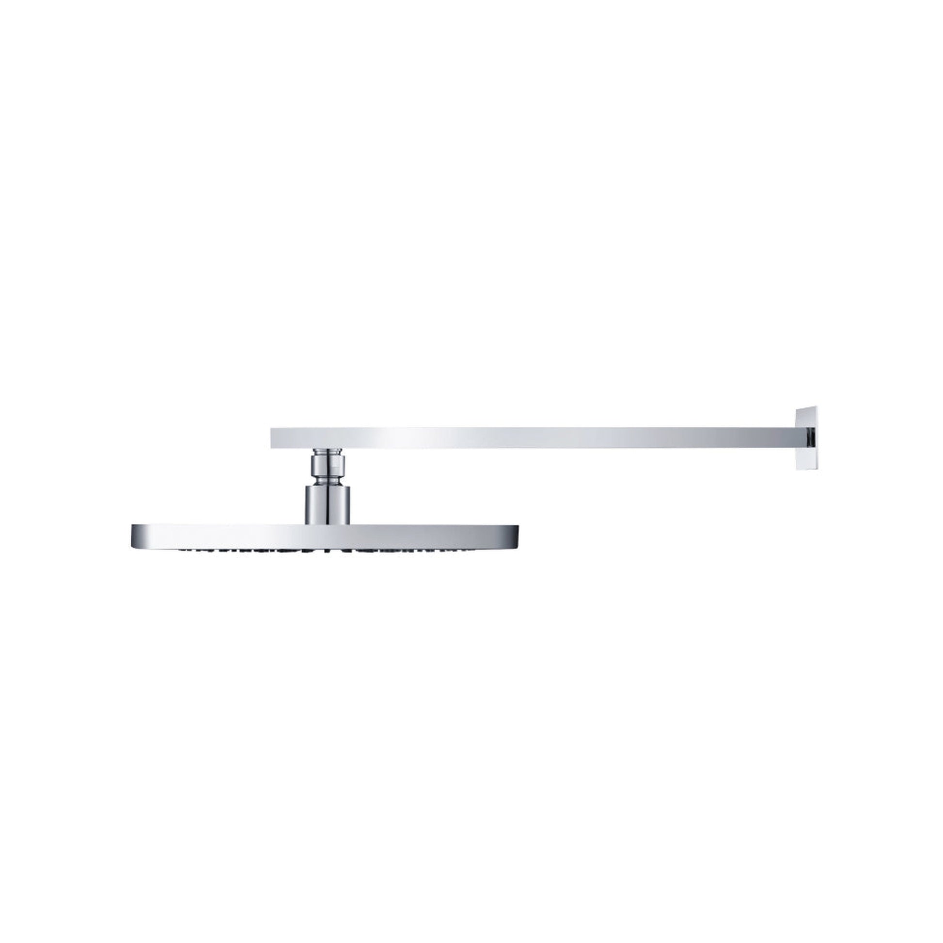 Flusso Faucets Universal Fixtures 10" Single Function Square Curve-Edged Polished Nickel PVD Solid Brass Rain Shower Head With 15" Wall Mounted Shower Arm