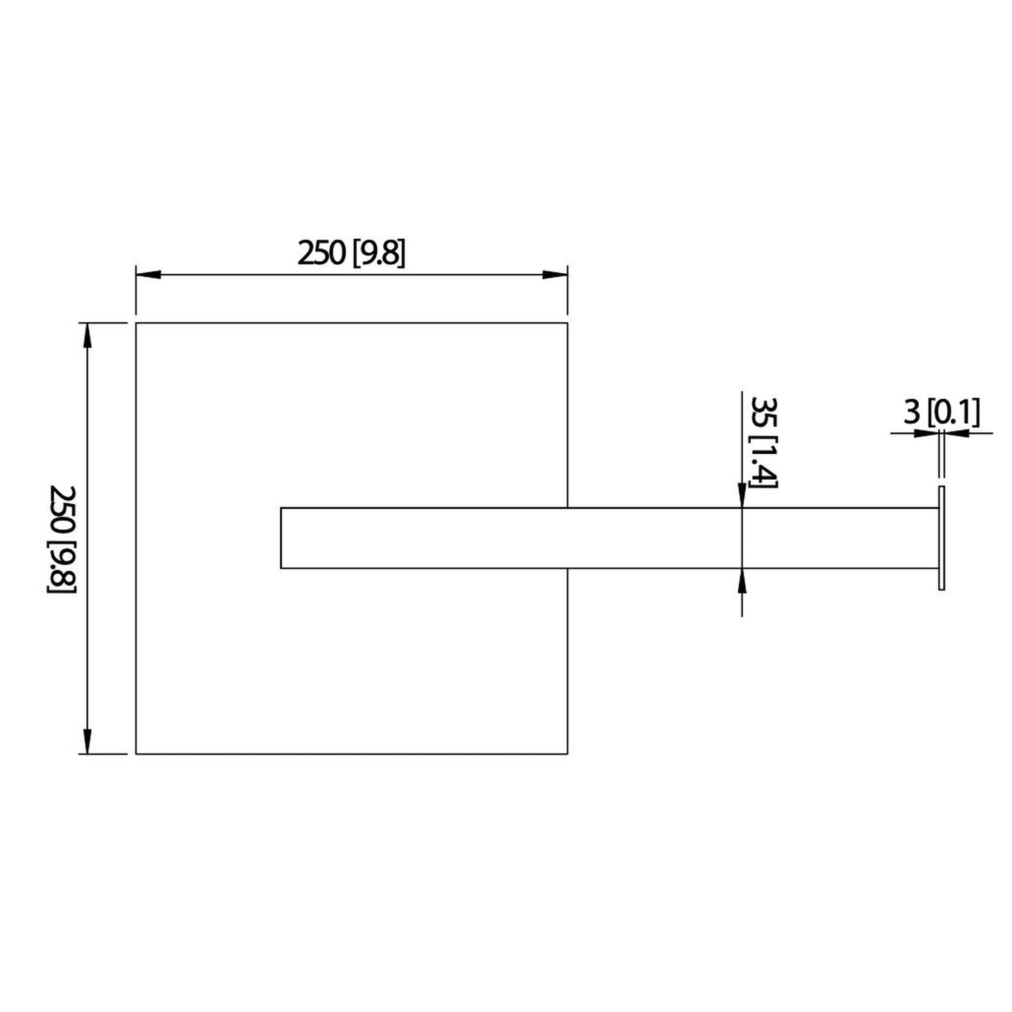 Flusso Faucets Universal Fixtures 10" Single Function Square Satin Brass PVD Solid Brass Rain Shower Head With 15" Wall Mounted Shower Arm