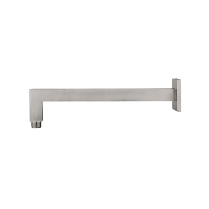 Flusso Faucets Universal Fixtures 12" Brushed Nickel PVD Solid Brass Wall-Mounted Shower Arm With Angled Extension and Square Sliding Flange