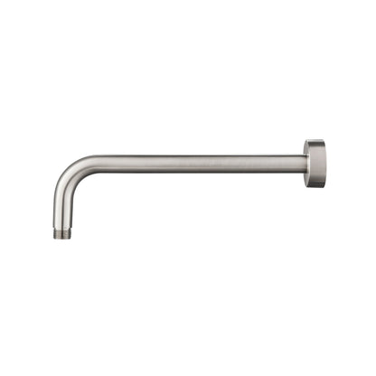 Flusso Faucets Universal Fixtures 12" Brushed Nickel PVD Solid Brass Wall-Mounted Shower Arm With J-Shape Extension and Round Sliding Flange